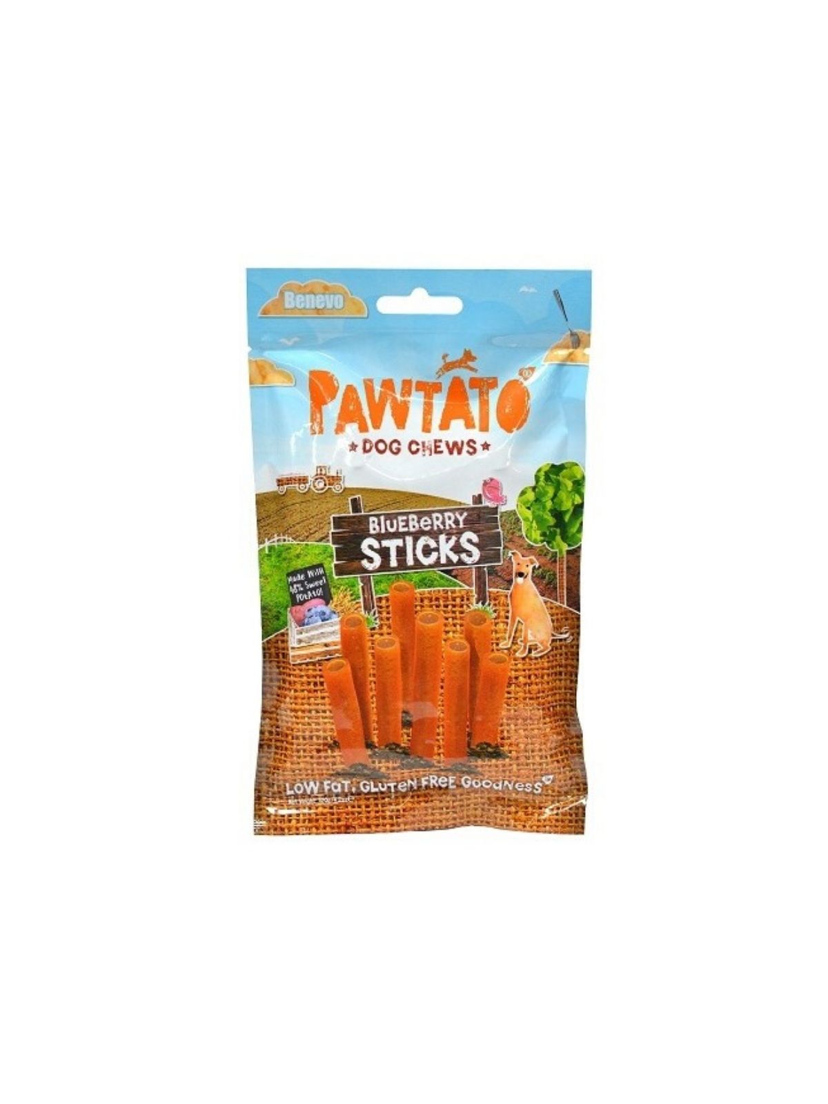 BENEVO odmena Pawtato Sticks Blueberry 120 g