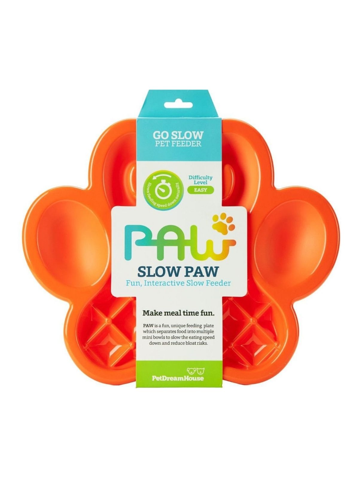 PetDreamHouse spomaľovacia miska PAW SLOW FEEDER – oranžová