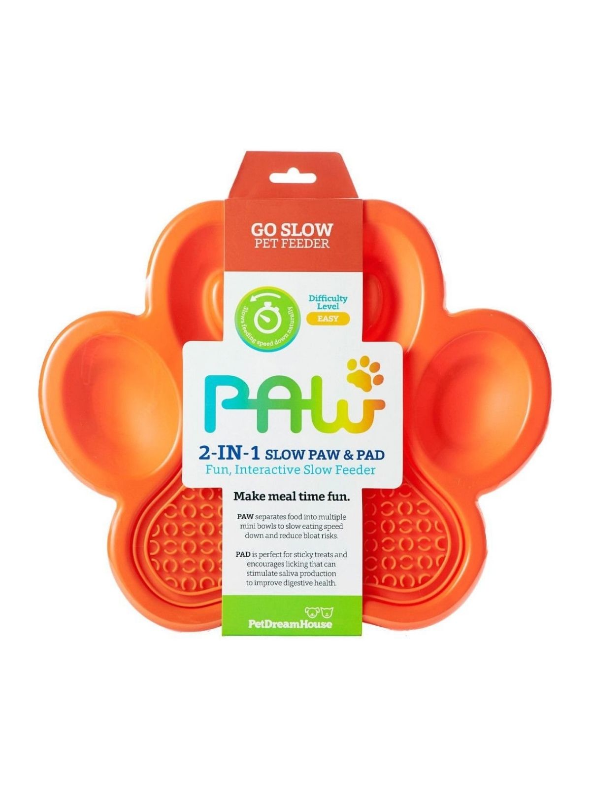 PetDreamHouse spomaľovacia miska PAW 2v1 – oranžová