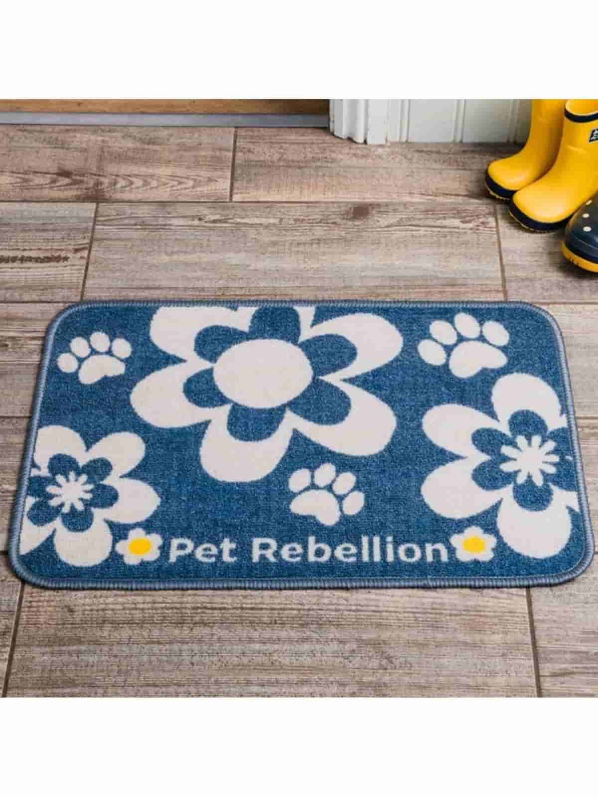 PET REBELLION koberček pod misku DINNER MATE flowers blue